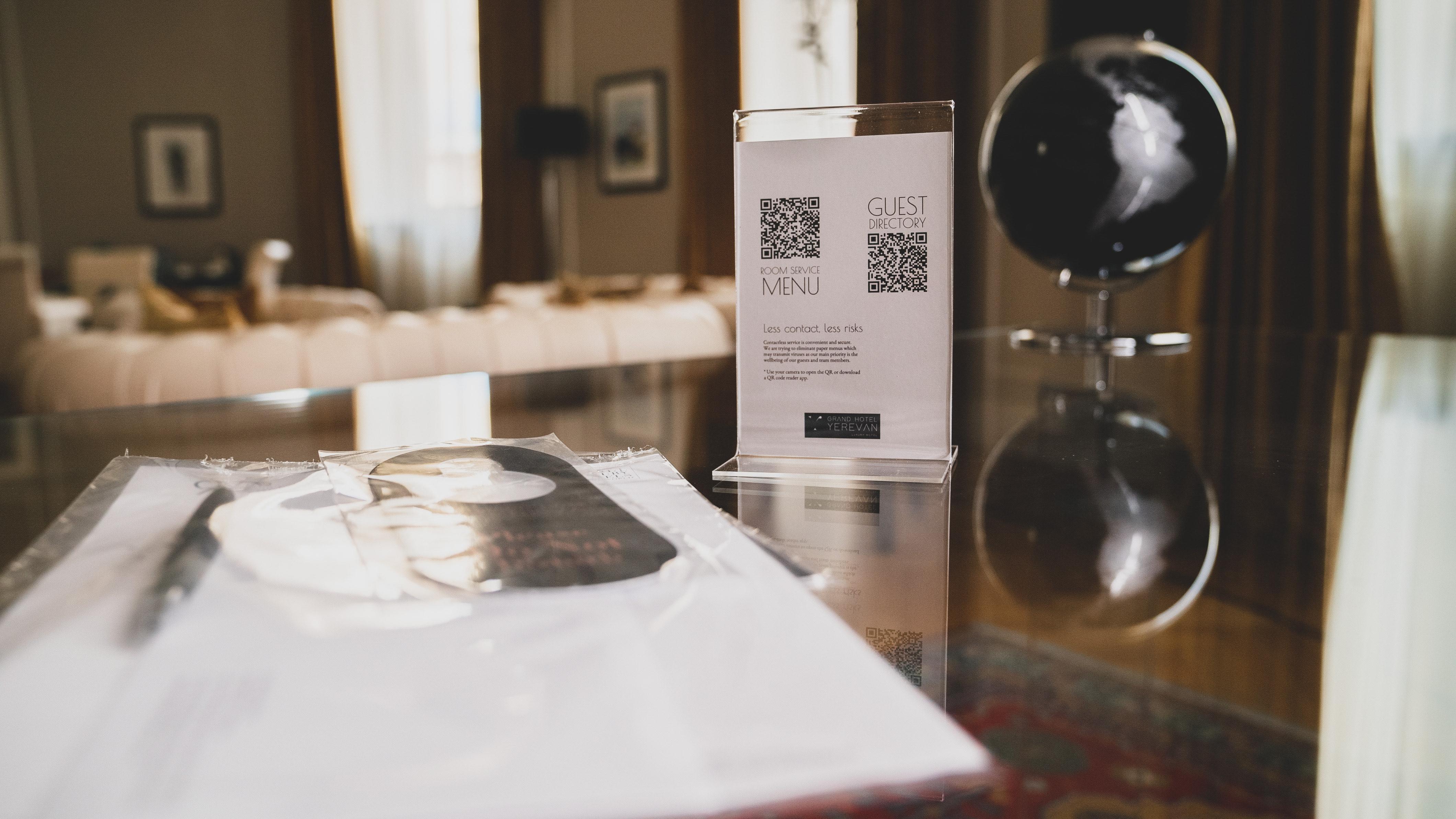Grand Hotel Yerevan - Small Luxury Hotels Of The World 외부 사진 QR code on a menu